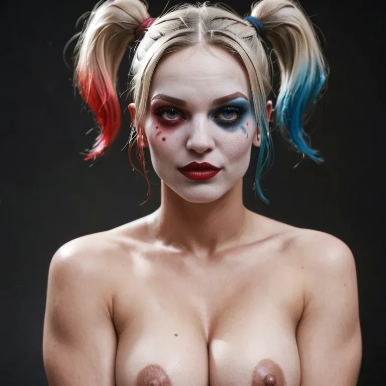 1girl,Harley Quinn, big boobs,nude,cartoon hentai