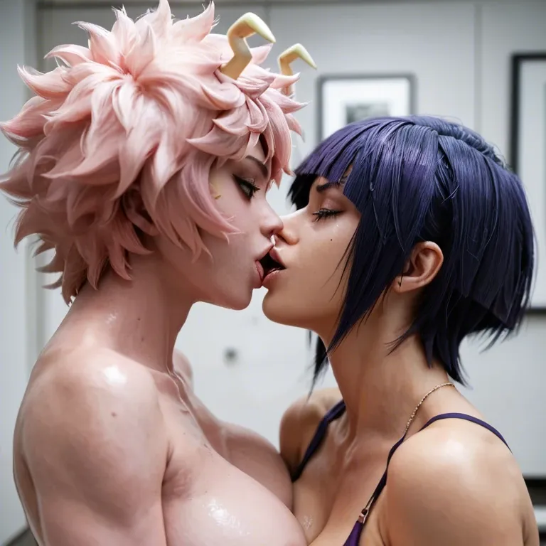 Kyoka Jiro Mina Ashido big breast kiss