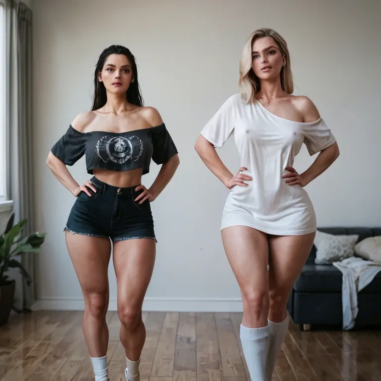 2girl, , , , reaching,perfect feet,areolae,hands on hips,off shoulder, cock on cheek,arms tied,round big tits,huge hips,thin ankle, gray t-shirt,white socks,wool hat,bikini top lift,sandals, upskirt,leggings,big earrings,sexy lingerie,running shoes, sundress,red thighhighs,tied shirt,microbikini,platform heels, hospital room, spaceship, robot eyes, anime coloring, night club, tifa lockhart, ariel, waifu