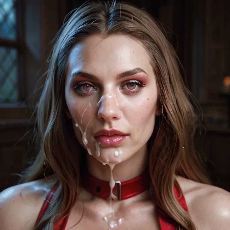 Marvels Scarlet witch with with cum on her face and boobs out, Elizabeth Olsen