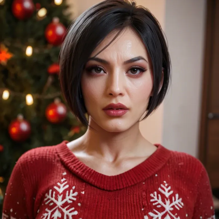 Ada wong, ugly red Christmas sweater