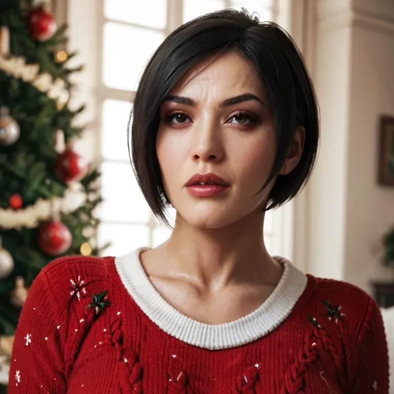 Ada wong, ugly red Christmas sweater