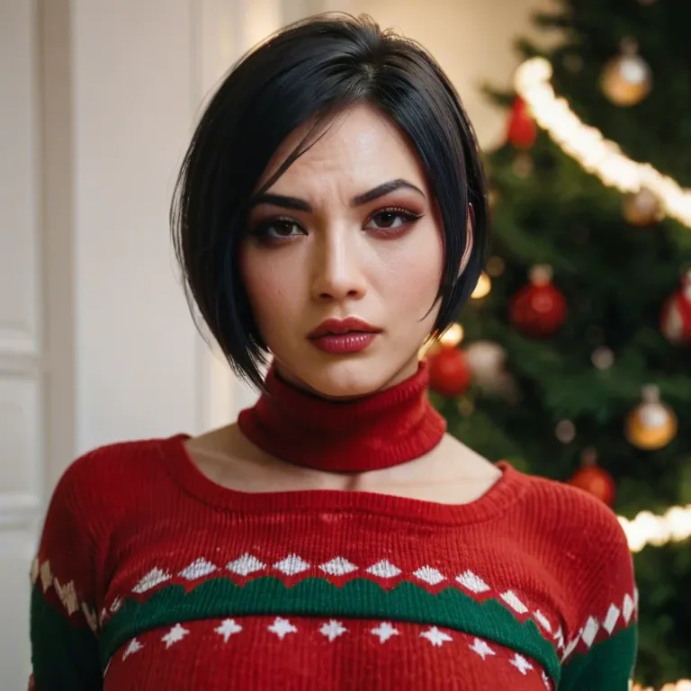 Ada wong, ugly red Christmas sweater