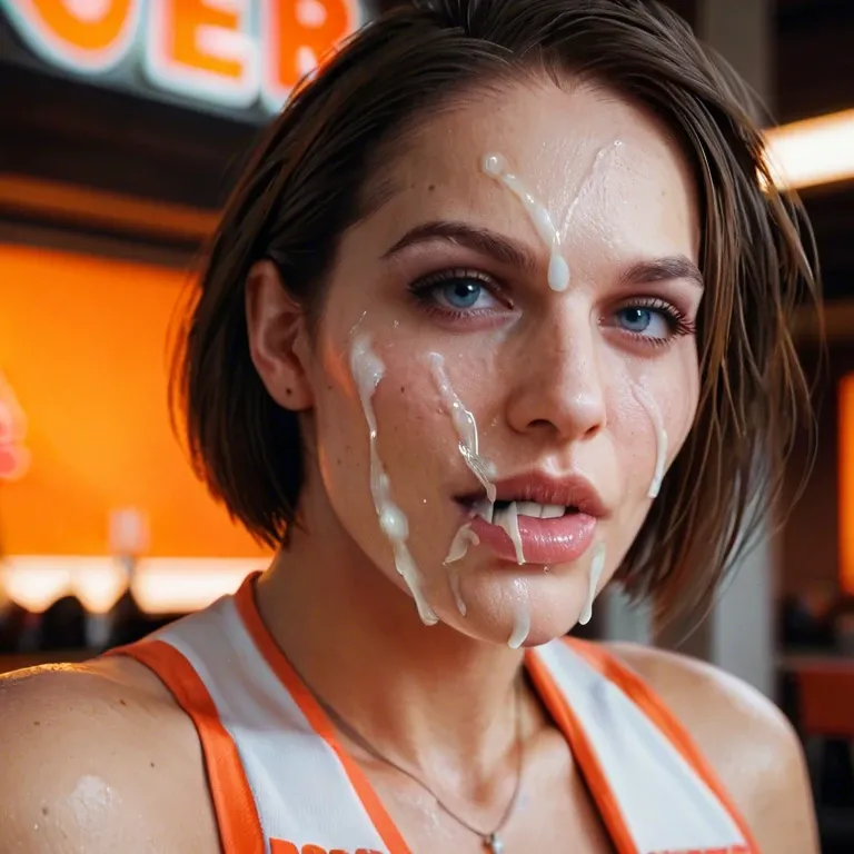 Jill valentine hooters girl outfit, Julia voth, cum facial, extreme close-up, vibrant color grading