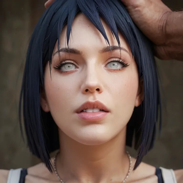 Hinata from Naruto in an scenario where she is fucking herself while having an hypnotic stare