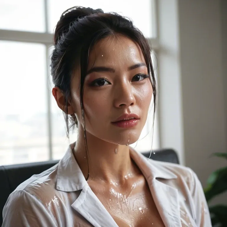 office shirt wet big boobs asian