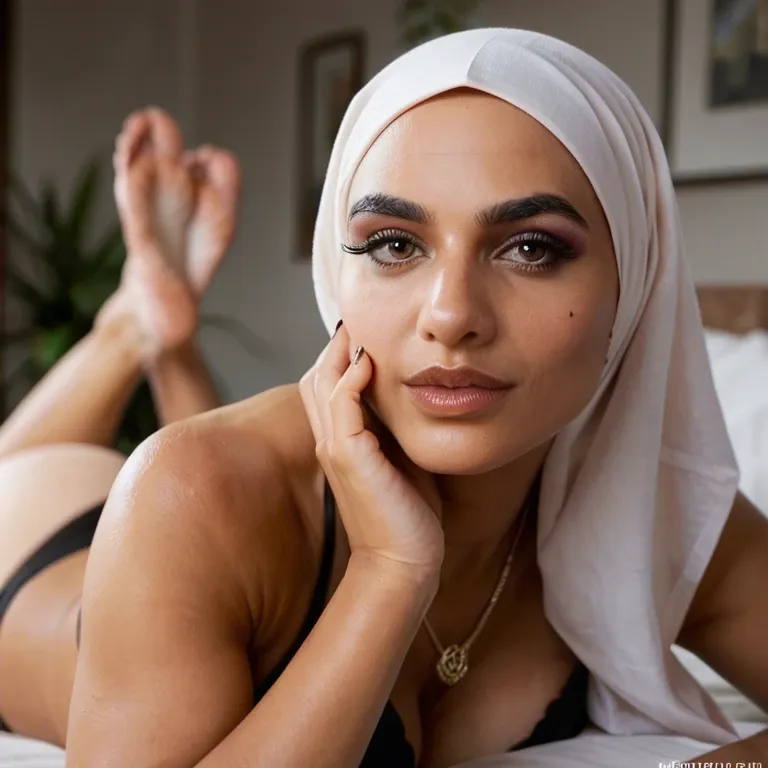 Sexy arab hijab showing soles close up