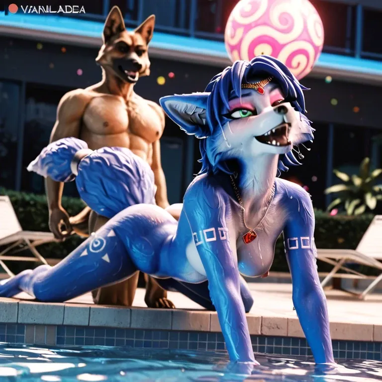 Krystal Star fox furry oiled trippy lsd dream fractals. Fucked by German shepherd.  Trippy dream hallucinating sex.  Krystal is crying and moaning.  Psychedelic visual sex.  Krystal is fucked in a public pool with other girls watching her