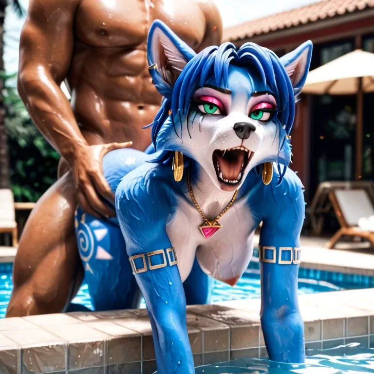 Krystal Star fox furry oiled trippy lsd dream fractals. Fucked by German shepherd.  Trippy dream hallucinating sex.  Krystal is crying and moaning.  Psychedelic visual sex.  Krystal is fucked in a public pool with other girls watching her