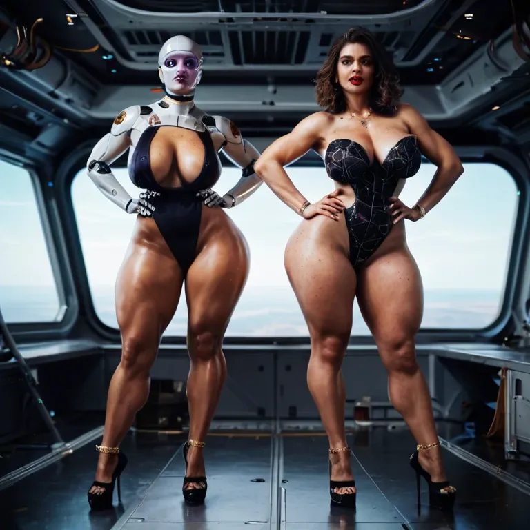 2girl, , , , purple lips,on tiptoe,medium tits,space ship,robot joints, freckles,paw feet,huge boobs,wide hip,gold anklets, red lipstick,black high heel,saggy breasts,massive breast,dark-skinned, striped skirt,sexy stockings,round glasses,crotchless,running shoes, sweater lift,white stockings,sunglasses,latex bodysuit,heels, hotel room, mountain, tavern, respectable, spider-gwen, dynamic pov