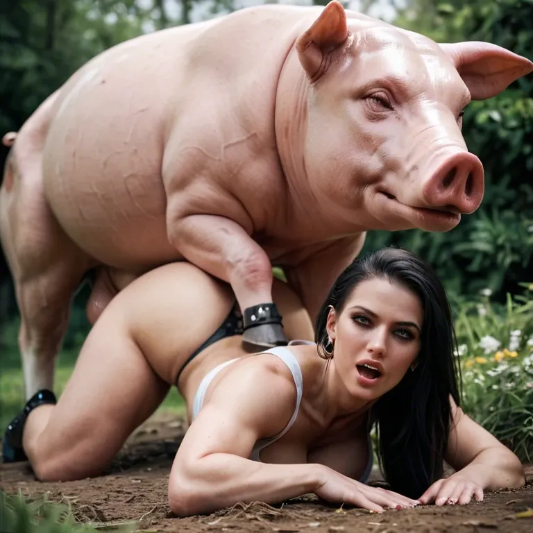 Futa on feral. Pegging. Pig. Female. Feral. Anal. Futanari Fucking a pig.