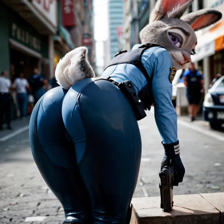 Judy hopps,femboy,lothes,bubble ass,public,police suit