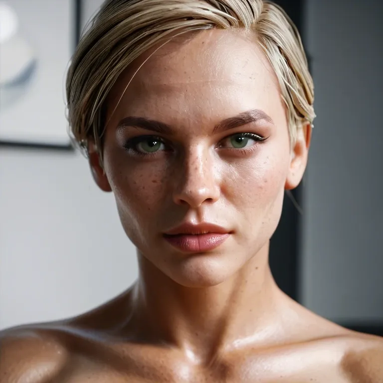 1femboy,3d, FUTA , MORTAL KOMBAT, CASSIE CAGE, flat chest, futanari,muscular, freckles, skinny,tan skin, gorgeous,green eyes, close-up face, provocative, looking at viewer, tongue