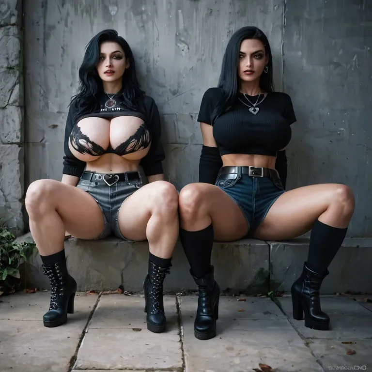 2girl, , , , molest,arms spread,huge breasts,spectating,light skin, gray t-shirt,anklets,belt,open torn bra,gothic boots, sweater,knee-high socks,heart necklace,no bra,stiletto heels, shirt in mouth,pink stockings,garter belt,frilled bra,heels, library stacks, lying on beach, spaceship, anime, well-lit, rapunzel waifu