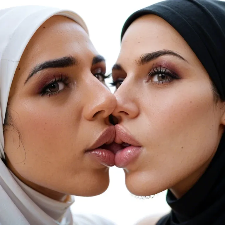 Hijab, hairy balls, close view, ball kissing, beautiful, big lips,