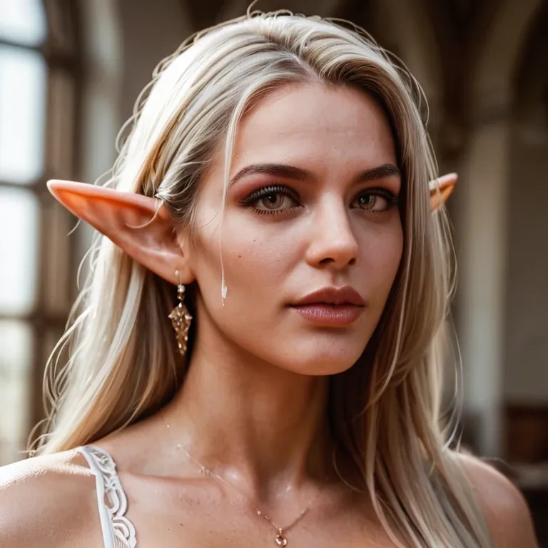 (Best quality details:1.2),realistic,8K UHD,High definition,(1elf girl:1.2),Ultra Detailed,High quality texture,intricate details,detailed texture,finely detailed,high detail,extremely detailed cg,High quality shadow,Detailed beautiful delicate face,Detailed beautiful delicate eyes,Depth of field,Ray tracing,20's,Pretty ,slender face,v1.1:0.6),PureErosFace_V1,,Glow Eyes,blush,glossy lips,perfect body , looking at viewer