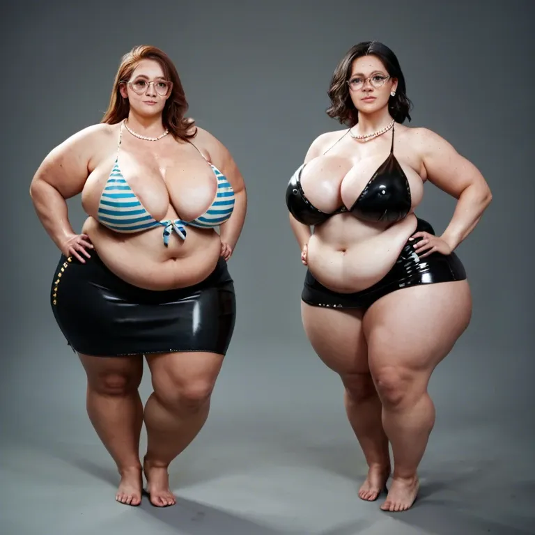 2girl, , , , freckle,fat obese arms,round breasts,breast,pearl necklace, high cheekbones,feet tied,nipple peak,hands on hips,gold necklace, black skirt,striped bikini,round glasses,latex corset,heels, purple dress,red thighhighs,metal rings,no bra,brown boots, showering, restrained, medieval dress, fucked in bed, couch, linked, spider-gwen