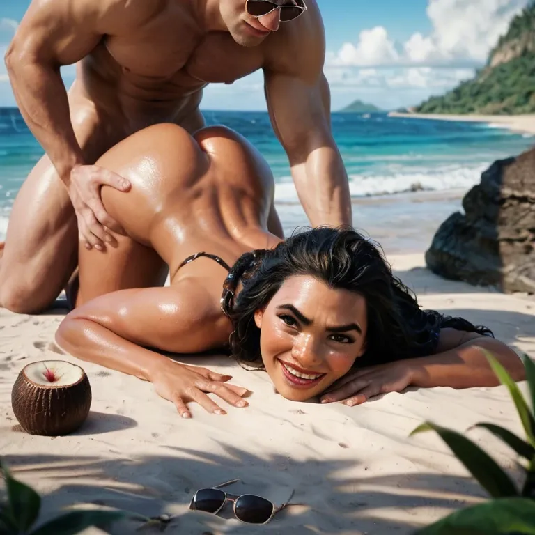 Moana, Disney, Island, beach, ocean, fuck, doggy, coconut, black Guy, theesome