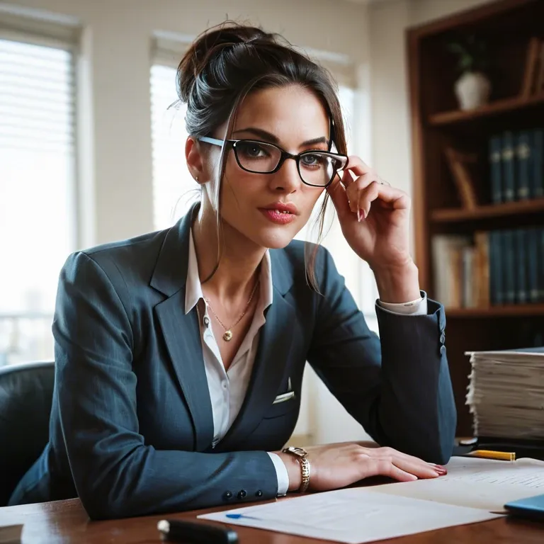 Office miniskirt, glasses