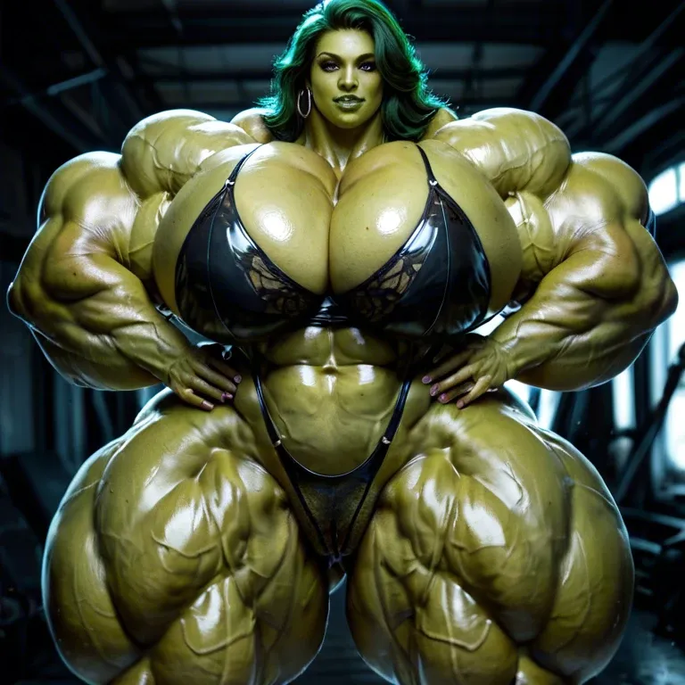 She Hulk, extreme hyper muscles female, massive muscles, hyper gigantic massive muscles, hyper huge massive muscles, massive muscles, hyper gigantic muscles, hyper gigant muscles, hyper giant muscles, hyper huge muscular, nude hairy pussy, lingerie latex