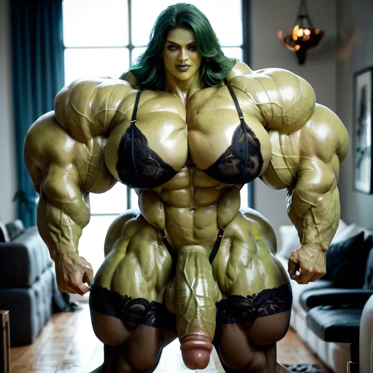 She hulk, hyper massive muscles female, hyper gigantic massive muscles, massive muscles, hyper gigantic muscles, hyper gigant muscles, hyper giant muscles, hyper muscle tank, nude pectorales, lingerie stockings, futa bigger cock