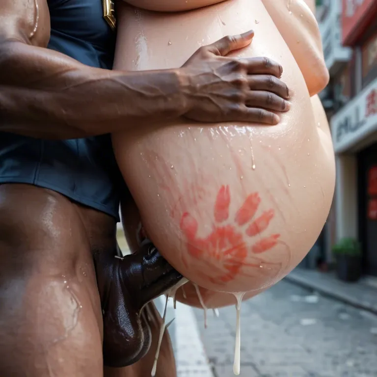 Sex,close up view, street,carry legs,full nelson,giant black penis,black Skinned man, teenager,china, Chinese girl, policewoman, police,big ass,sweat,cum,slap mark