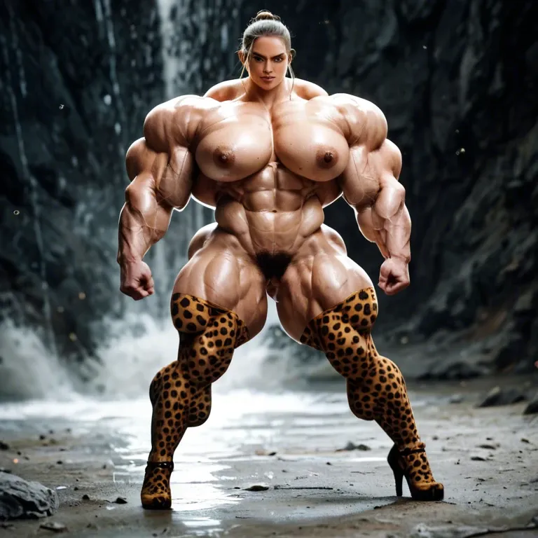 Rey Skywalker, hyper massive muscles female, massive muscles, hyper gigantic massive muscles, massive muscles, hyper gigantic muscles, hyper gigant muscles, hyper giant muscles, hyper muscle tank, nude pectorales, hairy pussy,  leopard print stockings