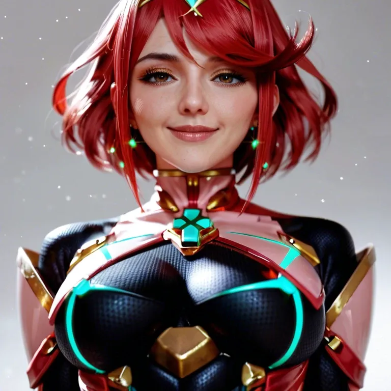 1girl,pyra \(xenoblade\),twisted waist, breast, half closed eyes smile, (plugsuit bodysuit),