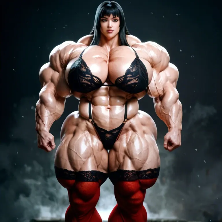 satsuki kiryuin, hyper massive muscles female, massive muscles, hyper gigantic massive muscles, massive muscles, hyper gigantic muscles, hyper gigant muscles, hyper giant muscles, hyper muscle tank, nude pectorales, lingerie stockings, gaped pussy, futa bigger cock bulge, home