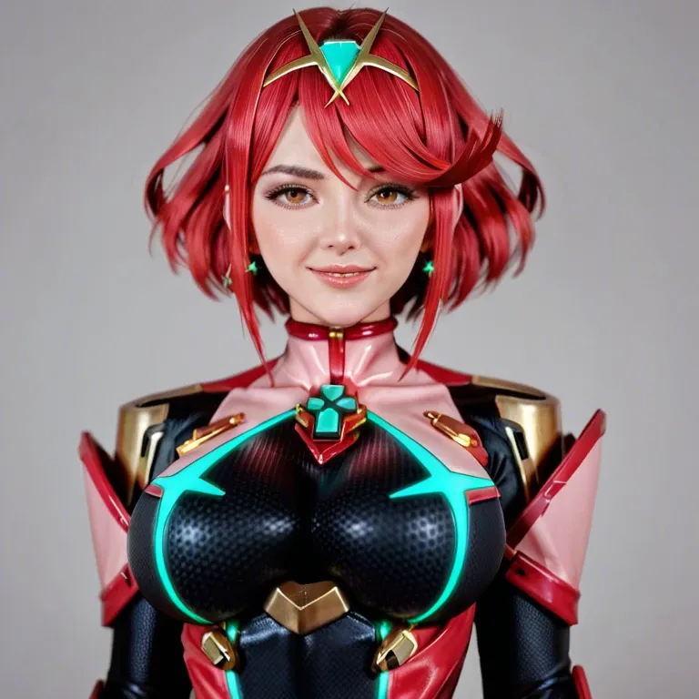 1girl,pyra \(xenoblade\),twisted waist, breast, half closed eyes smile, (plugsuit bodysuit),