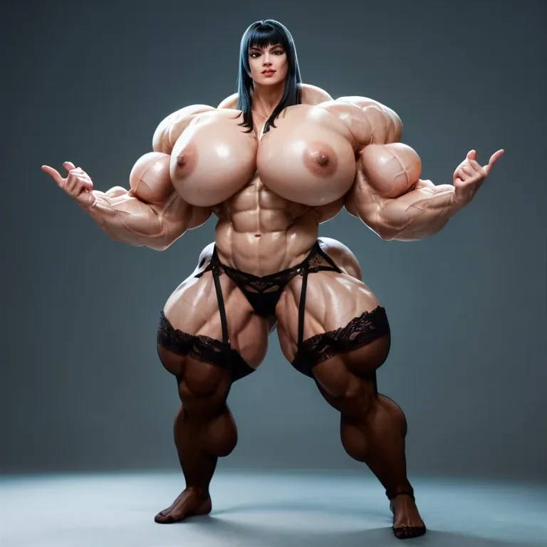 satsuki kiryuin, hyper massive muscles female, massive muscles, hyper gigantic massive muscles, massive muscles, hyper gigantic muscles, hyper gigant muscles, hyper giant muscles, hyper muscle tank, nude pectorales, lingerie stockings, gaped pussy, home