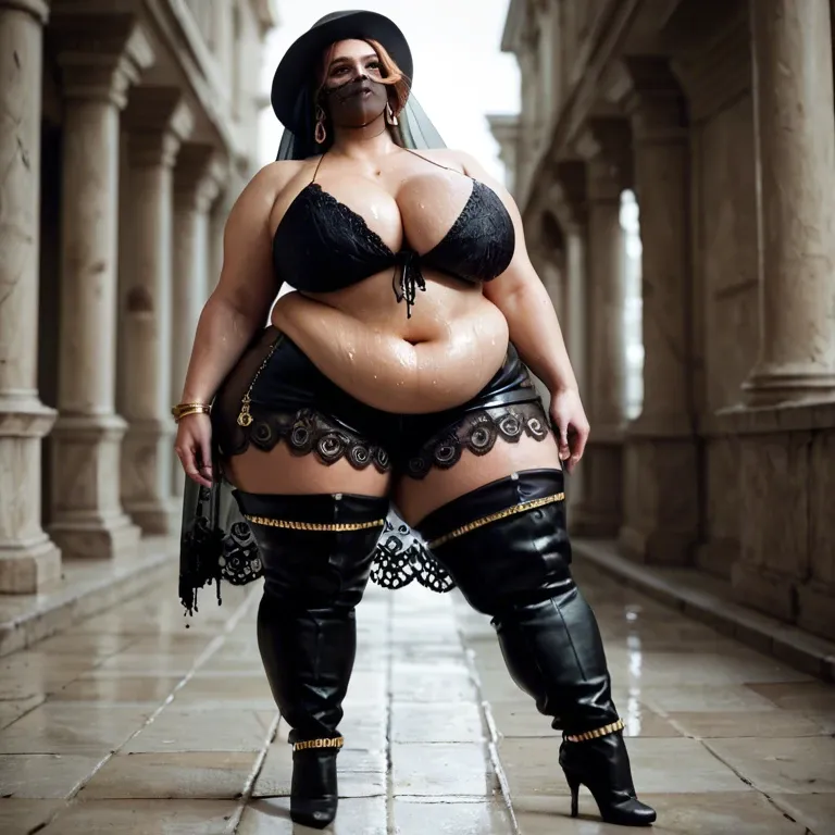 1girl,solo, , , , spit on mouth,fat obese arms,perky breast,bent at waist,ankles, underpants,lace,black hat,wet bikini,thigh boots, silk gown,gold anklets,veil,thongs,armored boots, shirt in mouth,lace stockings,opaque glasses,bra,knee boots, bare shoulder, pine forest, spaceship, table, bite bedsheet, 2b, wonder woman, ariel waifu