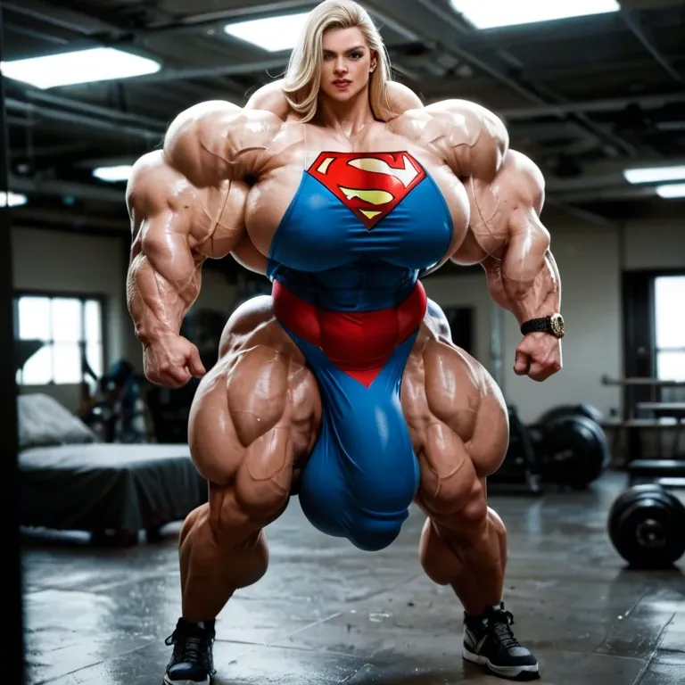 Suits costume supergirl, hyper massive muscles female, massive muscles, hyper gigantic muscles, hyper gigant muscles, hyper giant muscles, hyper muscle tank, pectorales, bigger Futanari Cock bulge, home