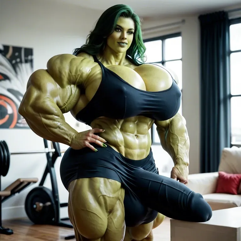 Marvel costume couleur violet, she hulk, hyper massive muscles female, hyper gigantic muscles, hyper massive muscle buffet, hyper giant muscles, hyper muscle tank, pectorales, bigger Futanari Cock bulge, home