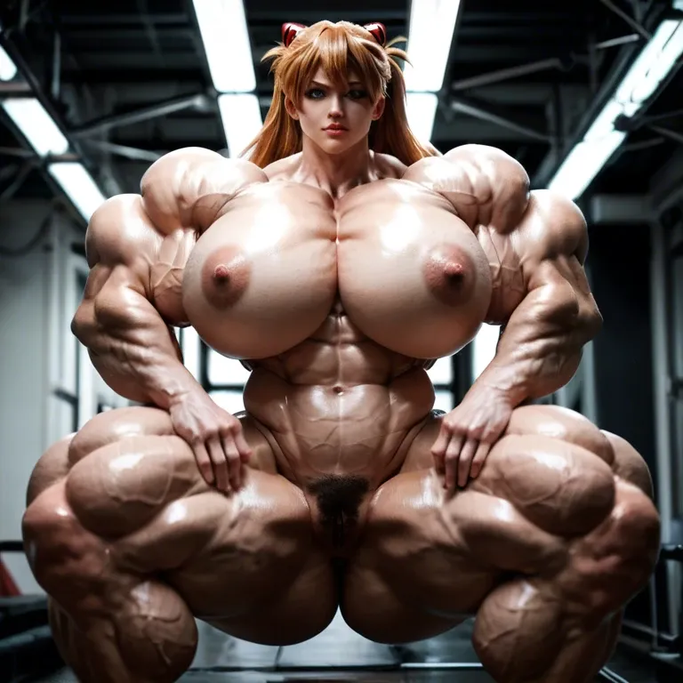 Asuka Langley From Evangelion, hyper massive muscles female, massive muscles, hyper gigantic massive muscles, hyper gigantic muscles, hyper gigant muscles, hyper giant muscles, hyper muscle tank, nude pectorales, pecs, Hairy pussy, lingerie stockings, gaped pussy, home futa