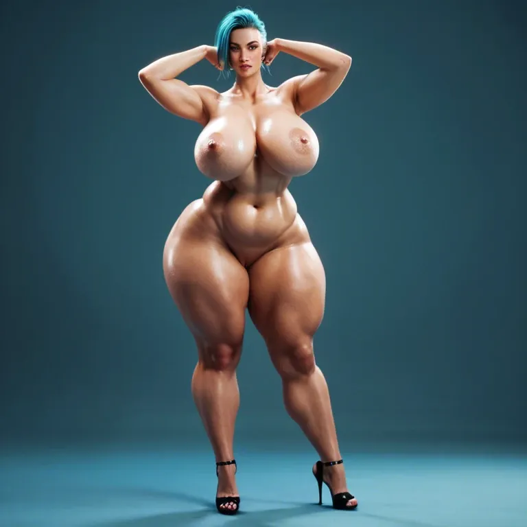 full body, t-pose , nude , sexy plump belly, tall girl , gigantic tits, massive ass, thick thighs, robo girl , sexy ,thick