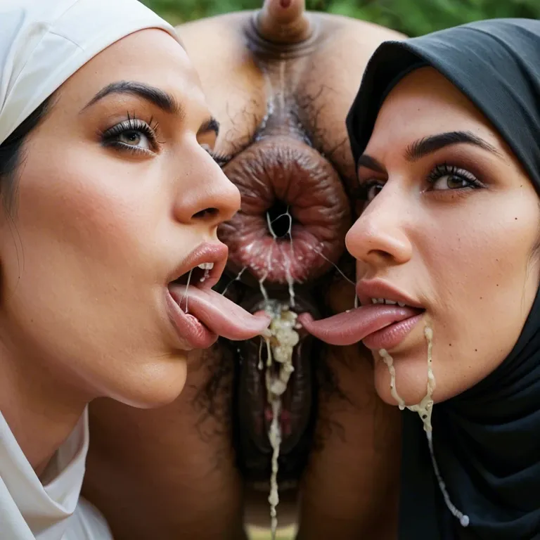 2 girls, arab,hijab,hairy pussy, smegma, dirty pussy,hairy anus, rimming, smegma in anus,pig, zoophilia