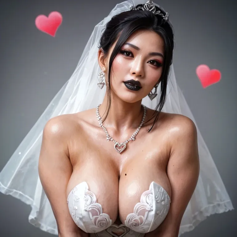 full face visible, red love hearts form fitting wedding dress, hyper form fitting wedding dress pink love hearts love hearts black lipstick black eyeliner teardrop saggy breasts curvy sexy woman gorgeous asian asian asian korean asian goddess babe feminine babe beautiful thick curvy body cock of an old fat man, old fat man with a huge cock, woman has long flowing black hair dramatic hourglass body extremely clear face black lipstick black lipstick waist humongous hips thick black eyeliner huge round saggy tits curvy bubble butt ass huge hips and waist