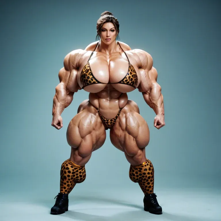 Lara Croft, hyper massive muscles female, massive muscles buff, hyper gigantic massive muscles mass, hyper gigantic muscles, hyper gigant muscles, hyper muscle tank, pectorales, pecs female,  Leopard Print Stockings lingerie hotsling bikini, gaped pussy, bathroom, futa