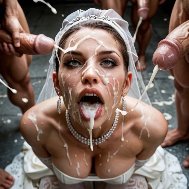 wedding dress,turban style bridal veil,huge ass,lean body, excessive cum on body, cum in mouth, cum on face, excessive cum on body, extreme bukkake, cum slut, extremely used, cum everywhere, full body, lying on the floor in a puddle of cum, dynamic pose, irrealist giant breasts, colossal irrealist breasts, no physics breasts, giamt irrealist ass, bimbo ass, rounded ass, excessive cum, cum pool, excessive extreme bulge of cum, vein on bulge, rounded ball bulge, irrealist enormous bulge, serena on the top of her bulge, bulge on floor, cum dump written detailed, all letters detailed, side view, serena supported on bulge, serena legs dont touch floor, detailed, hdr, full detailed, looking forward, head forward, exhausted, sleeping, backview