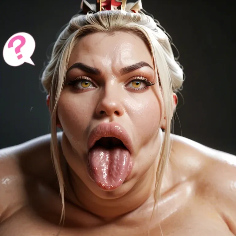 solo female, pink question marks, (blonde hair), princess azula, yellow eyes, hyper lips, massive lips, long face, wide mouth, tongue out, sagging breasts, obese, overweight, weight gain, fat legs, fat arms, hyper ass, pink peach lipstick, thick pink eyeshadow, dark nipples, dark skin female, freckles, pubic hair, ancient Chinese bedroom