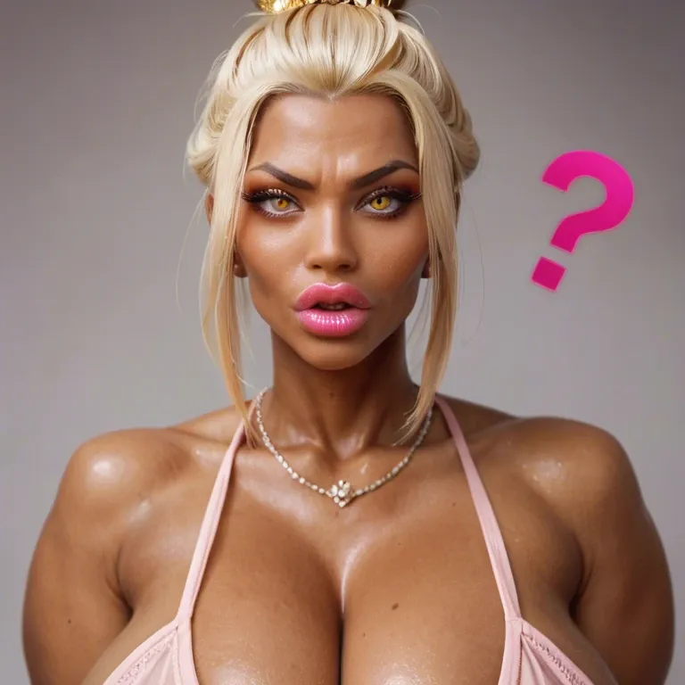 solo female, pink question marks, (blonde hair), dark skin, kuro gyaru, light nipples, azula (avatar), yellow eyes, hyper lips, massive lips, long face, sagging breasts, pink peach lipstick, thick pink eyeshadow, (hyper nipples), freckles, pubic hair, ancient Chinese bedroom, naked