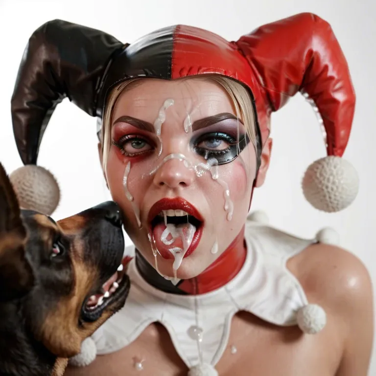 harley quinn classic,dog,suck,cum,cum on face, ahegao