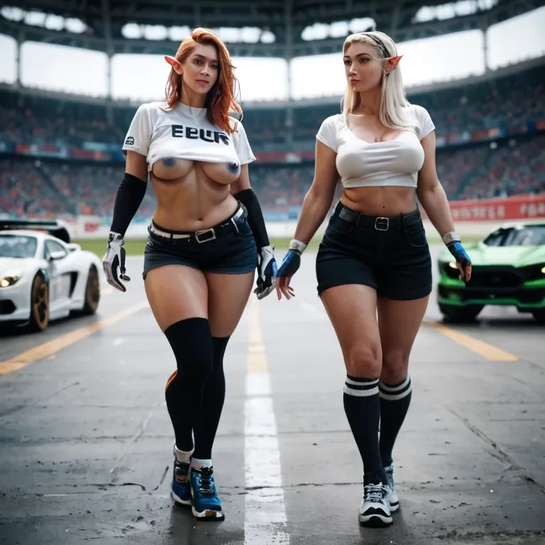 2girl, , , , machine,correct hands,blue nipples,plump chest,knees, gray t-shirt,elf palace,black belt,undersized bra,shoes, white crop top,knee-high socks,racing gloves,highleg panties,boots, army uniform,striped bikini,panties on,string bodysuit,white sneakers, barbie doll, is daphne blake, dungeon, magic dildo, mario, spider-gwen, hatsune miku