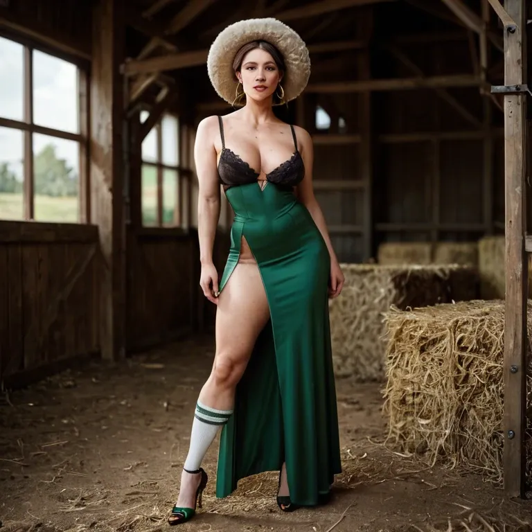 1girl,solo, , , , mole under eye,high heels,saggy boobs,farm background,light oily skin, undress,socks,wool hat,black bra,stiletto heels, dark green gown,gold anklets,racing gloves,leotard aside,no shoes, black dress,anklets,circle glasses,undersized bra,knee boots, school bathroom, alley, medieval theme, realistic face, dark skinned, zelda, spider-gwen