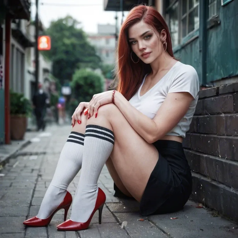 Mind control slut with heels and knee socks showed boobs and lesnian