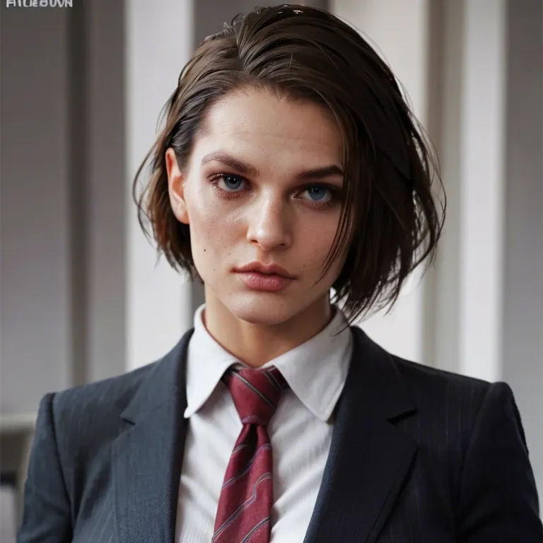 jill valentine in a suit and tie