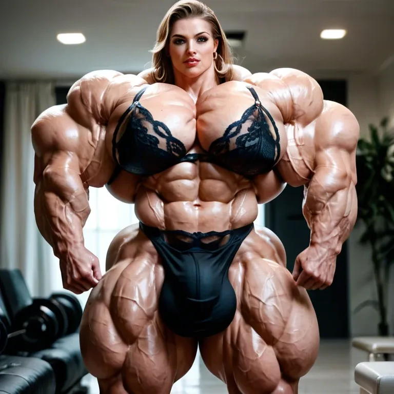 Capitaine Carter, hyper massive muscles female, massive muscles buffet, hyper gigantic muscles mass, hyper gigant muscles body hyper giant muscles, pectorales, pecs, lingerie, bigger Futanari Cock bulge, home