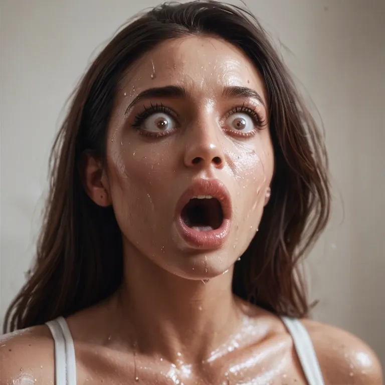 Adriana Chechik smacked full force in the face by a meaty wet black cock, motion shot, spit, sweat, impact, shock, surprise, wide eyed, detailed, hd, ultra realism, splatter