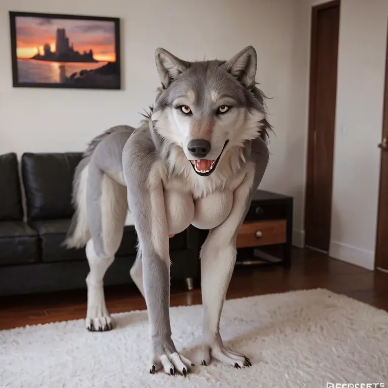 [samdoesarts style:50] portrait of ((female grey wolf)),   full body photo, (female grey wolf), ( grey wolf) (snout), (big ROUND tits), (grey wolf), (bimbo breast enhancement), (From above), Pov, vaginal sex, feet, feet soles, (grey wolf), (anthro female),  splash of neon colors, intense, sharp focus, very detailed, (intricate), high quality (extremely detailed realistic digital painting), (look at viewer), photorealistic painting, 8k, chiaroscuro, hyperrealism, luminism, art by artgerm and rutkowski and Joseph McGurl and Bierstadt, hd, voluminous light, very detailed, 4k, 8k, ((female grey wolf)),